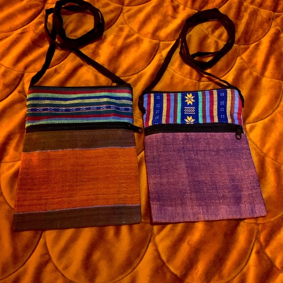 Set of 2 Handmade Lightweight Boho cloth crossbody bags - Picture 1 of 6